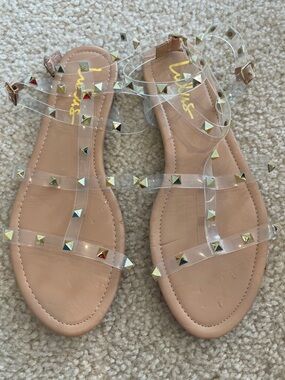 Lulus Clear Strap Studded Sandals Size 8